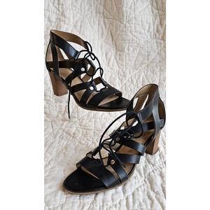 NATURALIZER‎ Women's LONDON Dress Heel Sandals Black Lace up Gladiator Sz 8M